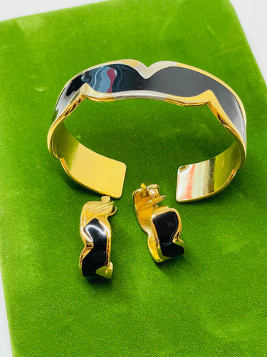 Gold and Black Cuff and Hoops Set Devil's Details